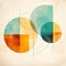 Vintage Graphic Design: Abstract Circle Painting In Cyan And Amber