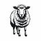 Vintage Graphic Design: Black Sheep Drawing With Bold Stencil Style