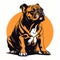 Vintage Graphic Design: Orange Bulldog In Distinctive Space