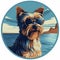 Vintage Graphic Design: Yorkshire Terrier In Blue Sunglasses At East Beach