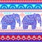 Vintage graphic vector Indian lotus ethnic elephant. African tri