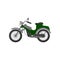 Vintage green-gray motorcycle. Small road transport. Motor vehicle with two wheels. Flat vector design