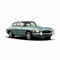 Vintage Green Jaguar Car Vector Illustration In Adrian Tomine Style