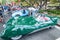 Vintage Green racing sports car in classic motor shows on Australia day.