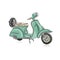 Vintage green scooter, sketch for your design