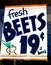 Vintage Grocery Store Sign Fresh Beets 19 Cents a Bunch circa 1940`s 1950`s 1960`s