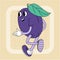 Vintage groovy plum character.