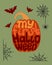 Vintage groovy pumpkin typographic composition