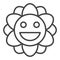 Vintage Groovy Smiling Flower vector outline icon or symbol