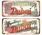 Vintage grunge retro sign welcome to dubai ,greetings from dubai