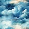 Vintage Grunge Watercolor Faint Whispy Clouds Background AI Generated