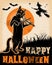 Vintage Halloween Cat Playing Violin Poster.