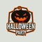Vintage Halloween typography badge graphics with pumpkin and quote text - Halloween Party. Holiday scary pumpkin emblem
