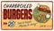 Vintage hamburger Tin Sign Advertisement Retro
