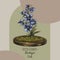 Vintage hand drawn birth month flowers, Larkspur flower, July magic floral illustration