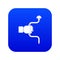 Vintage hand drill in man hand icon digital blue