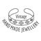 Vintage hand made jewellery logo, outline style