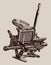 Vintage hand-operated platen printing press in three quarter view
