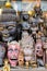 Vintage handmade masks and sculptures are sold on the market
