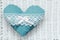 Vintage handmade plush turquoise heart