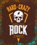Vintage hard and crazy rock vector t-shirt logo isolated on dark background.