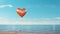 Vintage heart balloon on beach blue sky concept of love in summer and wedding honeymoon. Generative Ai