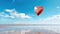 Vintage heart balloon on beach blue sky concept of love in summer and wedding honeymoon. Generative Ai