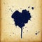 Vintage heart shaped blue ink stains.