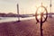 Vintage helm boat steering wheel in esplanade