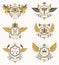 Vintage heraldry design templates, vector emblems created with b