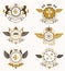 Vintage heraldry design templates, vector emblems created with b