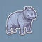 Vintage Hippo Sticker: Detailed Line Work On Blue Background