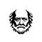 Vintage Hipster greek philosopher old man, hairstyle bald, beard and mustache logo design