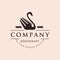 Vintage hipster retro swan fork restaurant cafe logo icon vector