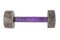 vintage homemade dumbbell cast in lead with violet handle isolate on white background