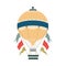 Vintage hot air balloon or aerostat flat vector illustration isolated.