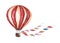 Vintage hot air balloon with flags garlands, polka dot pattern and retro design. Watercolor illustration.