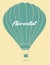 Vintage hot air balloon. Silhouette. Postcard.Aerostat. Vector f