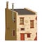 A Vintage House, isolated vector illustration. Cartoon picture of a countryside building with shabby walls. Drawn house. Village