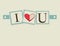 Vintage I Love You text label with heart greeting card background for Valentines day, wedding,dating and romantic events. 