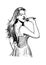 Vintage illustration of girl singer