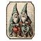 Vintage Illustration Of Two Gnomes In Quadratura Style