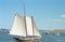 Vintage image of boats waiting for the Parade of Sail to begin at 2000 Sail Boston