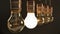 Vintage Incandescent Light Bulbs with one Illuminated