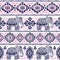 Vintage Indian elephant seamless pattern with tribal ornaments.