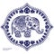 Vintage Indian elephant with tribal ornaments. Mandala greeting