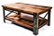 Vintage Industrial Fusion: Distressed Farmhouse Coffee Table with Metal Accents