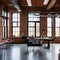 Vintage Industrial Loft: A vintage industrial loft with exposed brick walls, vintage factory lights, and salvaged furniture piec