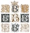 Vintage initial letter B with baroque decorations