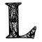 Vintage initials letter L Design Vector. Alphabet, Calligraphy, Typography, Monogram. Black and White ink art print. Design Vector